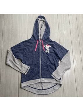 Disney Parks Minnie Mouse Full Zip Hoodie Sweatshirt Blue & Gray Size Small